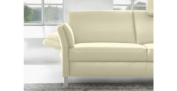 3-SITZER-SOFA Latina in Echtleder Weiß   - Alufarben/Weiß, Design, Leder/Metall (190/82/99cm) - Dieter Knoll