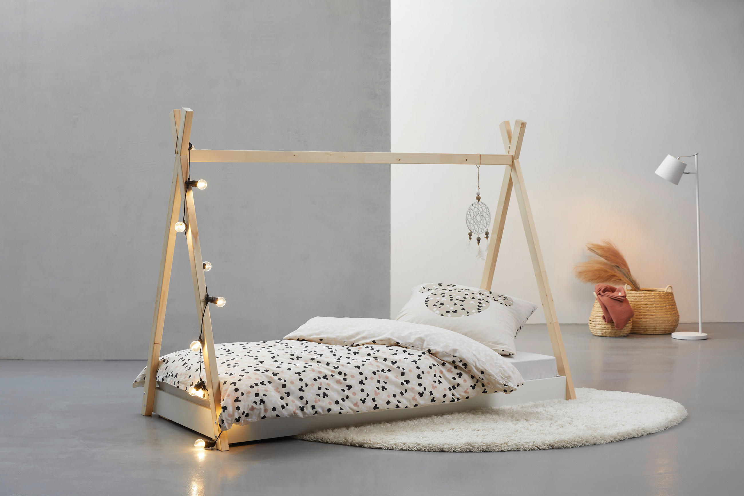 HAUSBETT 90/200 cm  - Fichtefarben/Weiß, Basics, Holz (90/200cm) - MID.YOU