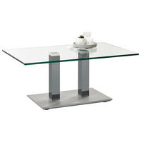 COUCHTISCH Klarglas 110/70/46-65 cm rechteckig Grau, Edelstahlfarben  - Edelstahlfarben/Grau, Design, Glas/Kunststoff (110/70/46-65cm)