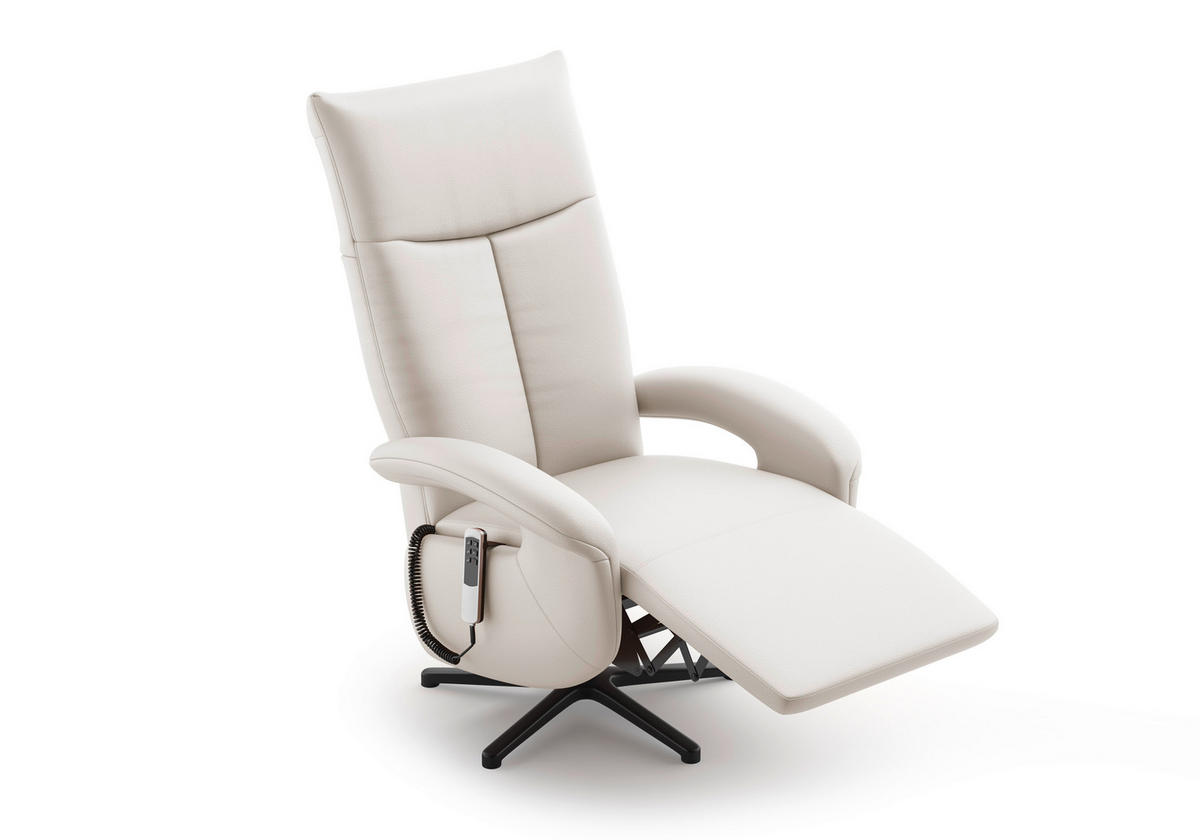 SESSEL in Echtleder Weiss  - Weiss/Schwarz, Konventionell, Leder/Metall (74/112/82cm) - Sit & More