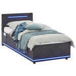 POLSTERBETT 90/200 cm,  in Graphitfarben, Beleuchtung,  - Schwarz/Graphitfarben, Design, Kunststoff/Textil (90/200cm) - Xora