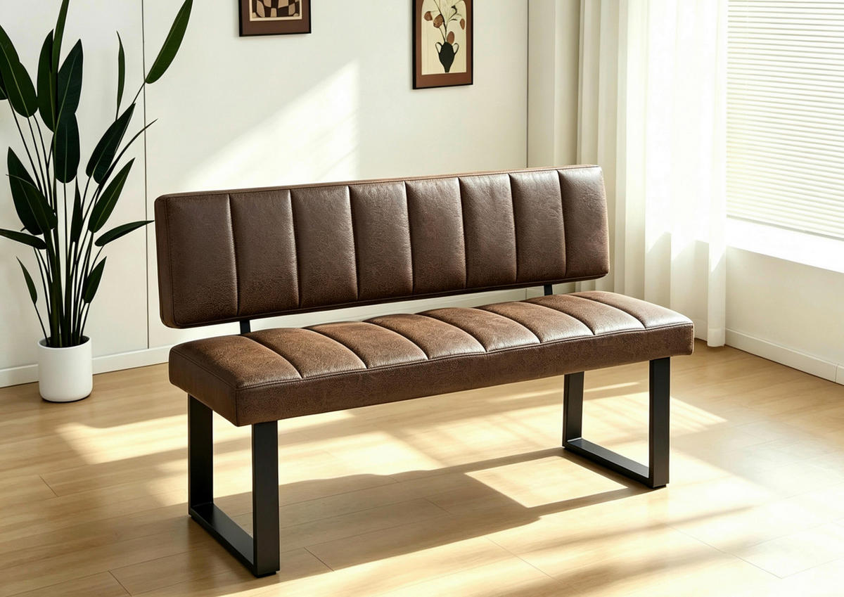 SITZBANK 140/86/60 cm Mikrofaser Braun, Schwarz  - Schwarz/Braun, KONVENTIONELL, Textil/Metall (140/86/60cm) - Landscape
