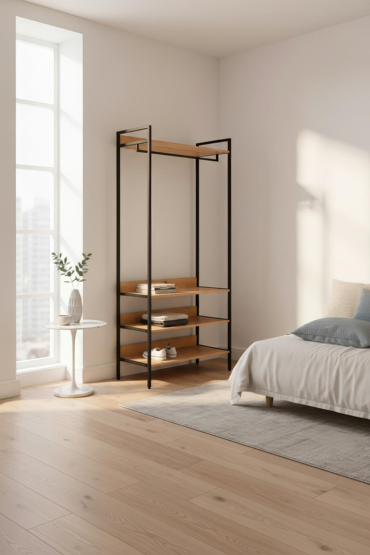 Garderobe Dhaka  in 84/190/40 cm  - Eichefarben/Schwarz, MODERN, Holzwerkstoff/Metall (84/190/40cm) - Livetastic