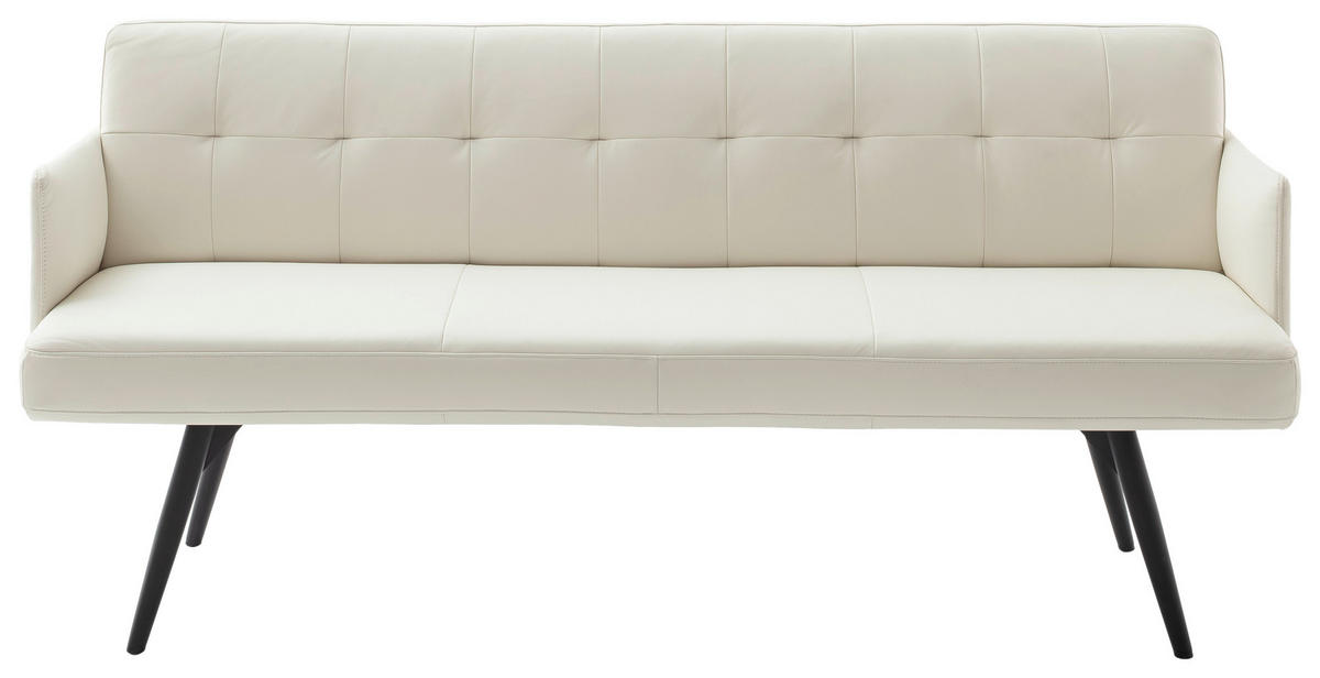 SITZBANK 207/85/69 cm Lederlook Weiß Metall  - Schwarz/Weiß, Design, Textil/Metall (207/85/69cm) - Johann Jakob