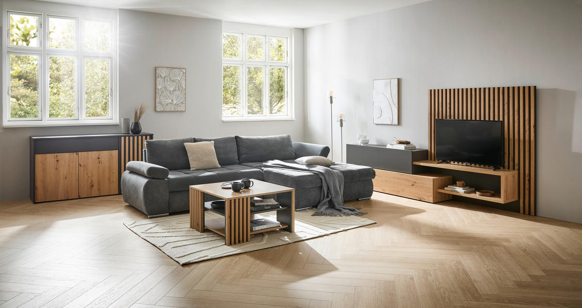 SIDEBOARD  in 164,2/87,9/42 cm  - Eiche Artisan/Grau, Trend, Holzwerkstoff (164,2/87,9/42cm) - Carryhome
