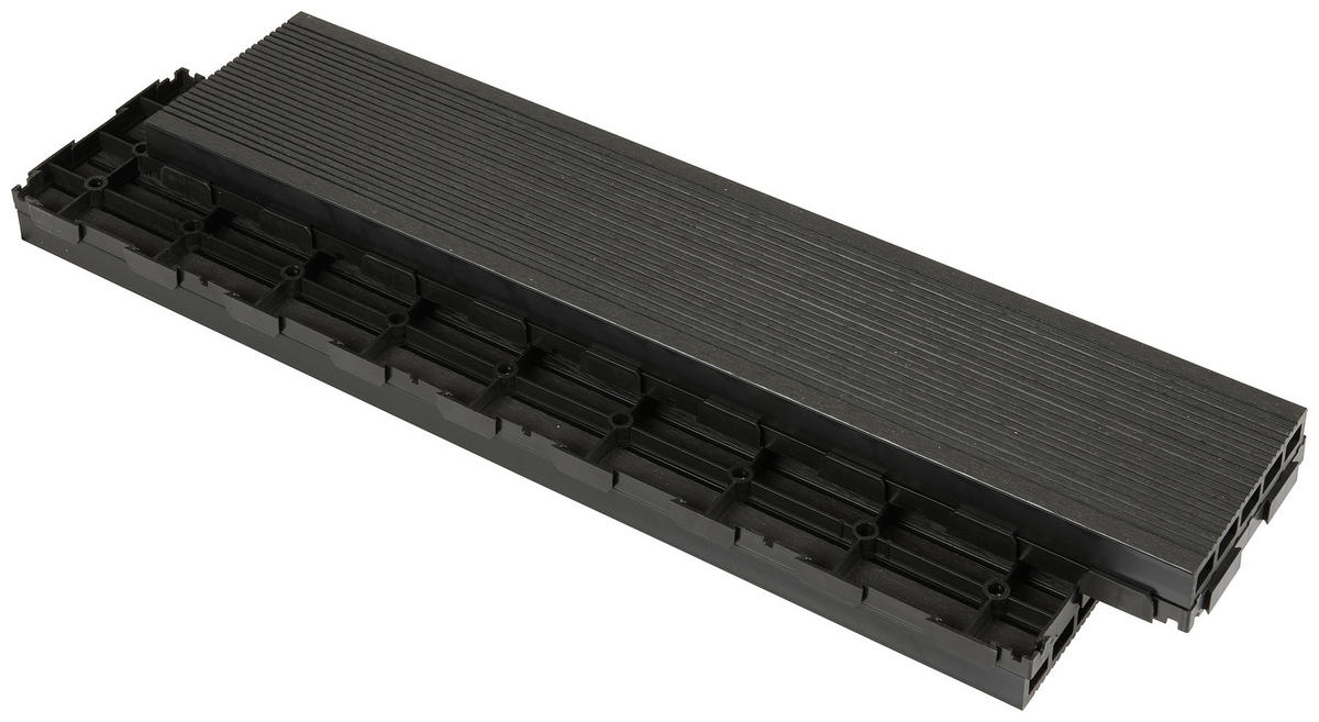 TERRASSENDIELE Schwarz 8 Stück  - Schwarz, Basics, Kunststoff (59,2/13,4/3,3cm) - Ambia Garden