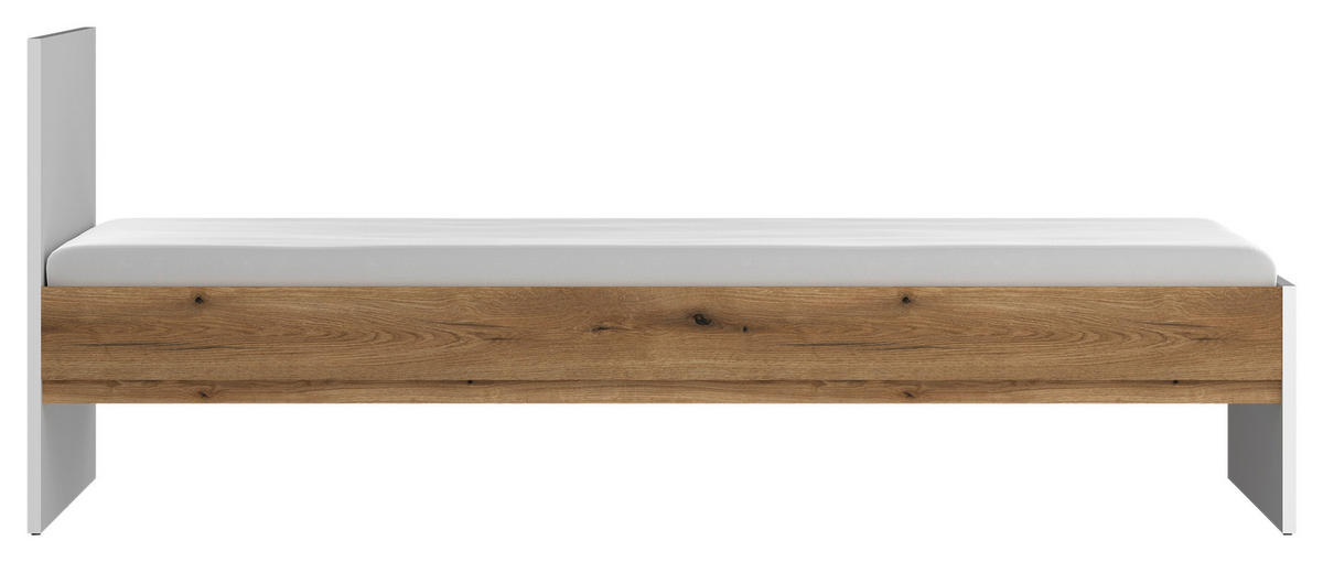 BETT 90/200 cm  in Weiß, Eichefarben  - Eichefarben/Schwarz, MODERN, Kunststoff (90/200cm) - MID.YOU
