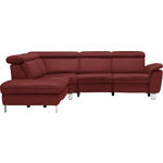 ECKSOFA in Flachgewebe, Mikrofaser Bordeaux  239/271 cm  - Bordeaux/Beige, Design, Textil/Metall (239/271cm) - Cantus