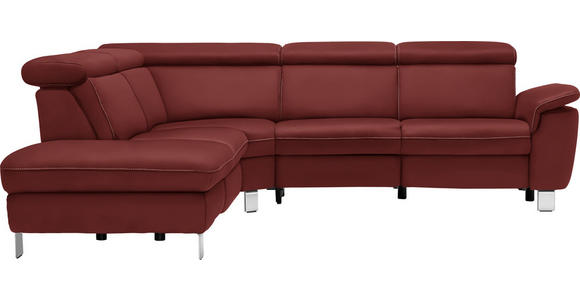 ECKSOFA in Flachgewebe, Mikrofaser Bordeaux  239/271 cm  - Bordeaux/Beige, Design, Textil/Metall (239/271cm) - Cantus