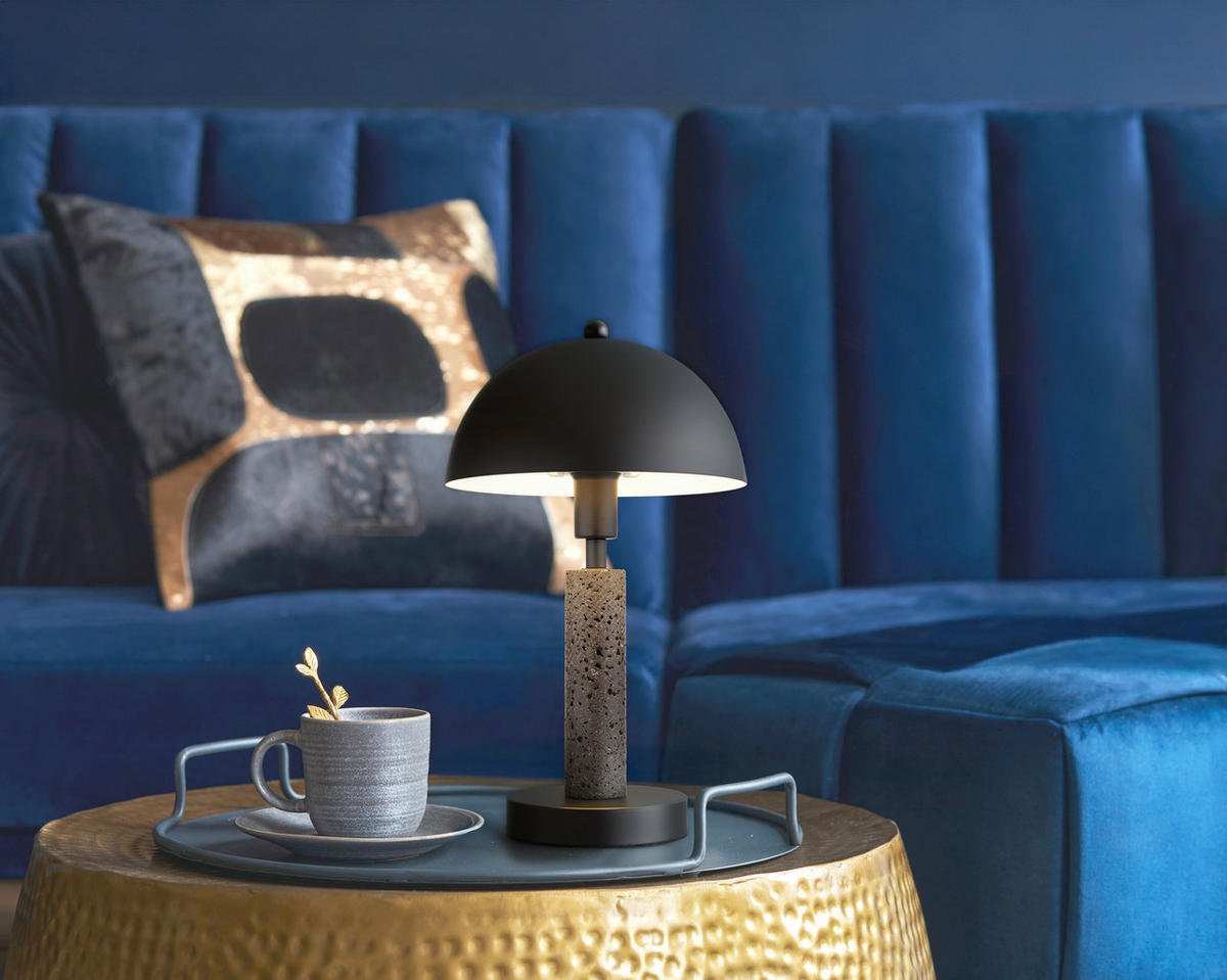 TISCHLEUCHTE Janie 20/34 cm  - Schwarz, Design, Kunststoff/Stein (20/34cm) - Globo