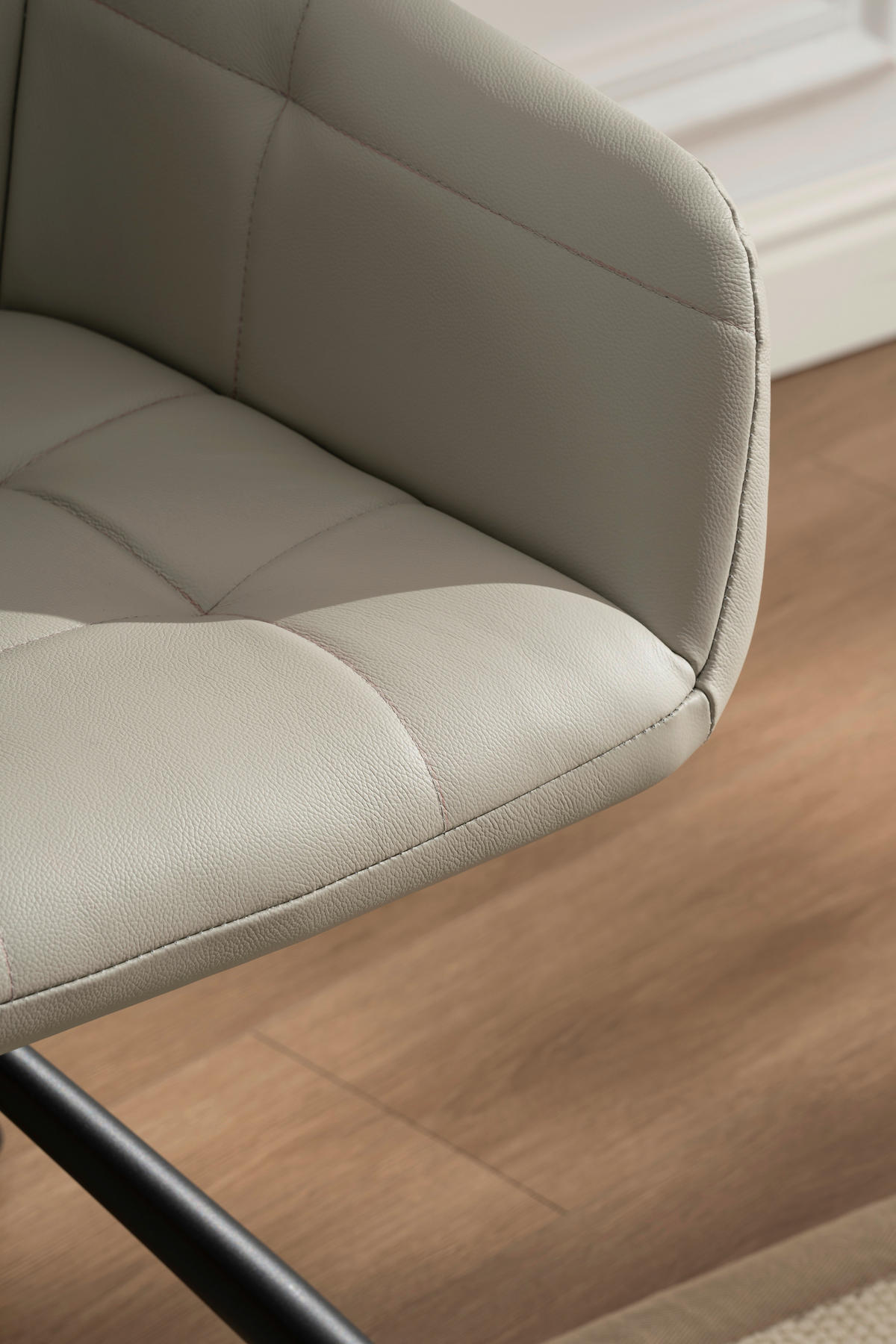 ARMLEHNSTUHL  in Eisen Echtleder pigmentiert  - Beige/Schwarz, Basics, Leder/Holz (56/82/59cm) - Livetastic