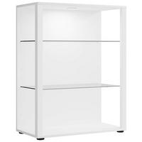 VITRINE in Weiss  - Weiss/Schwarz, Modern, Glas/Holzwerkstoff (70/90/35cm) - MID.YOU