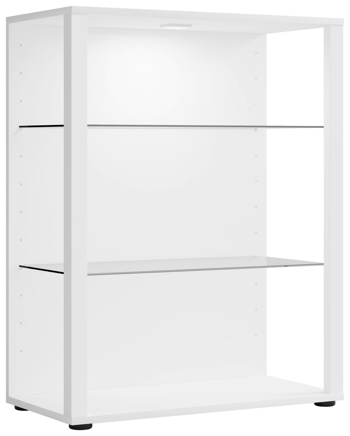 VITRINE in Weiss  - Weiss/Schwarz, Modern, Glas/Holzwerkstoff (70/90/35cm) - MID.YOU