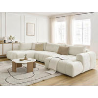 WOHNLANDSCHAFT  FUJI  Beige Leinenoptik  - Beige/Schwarz, MODERN, Kunststoff/Textil (204/377/160cm)