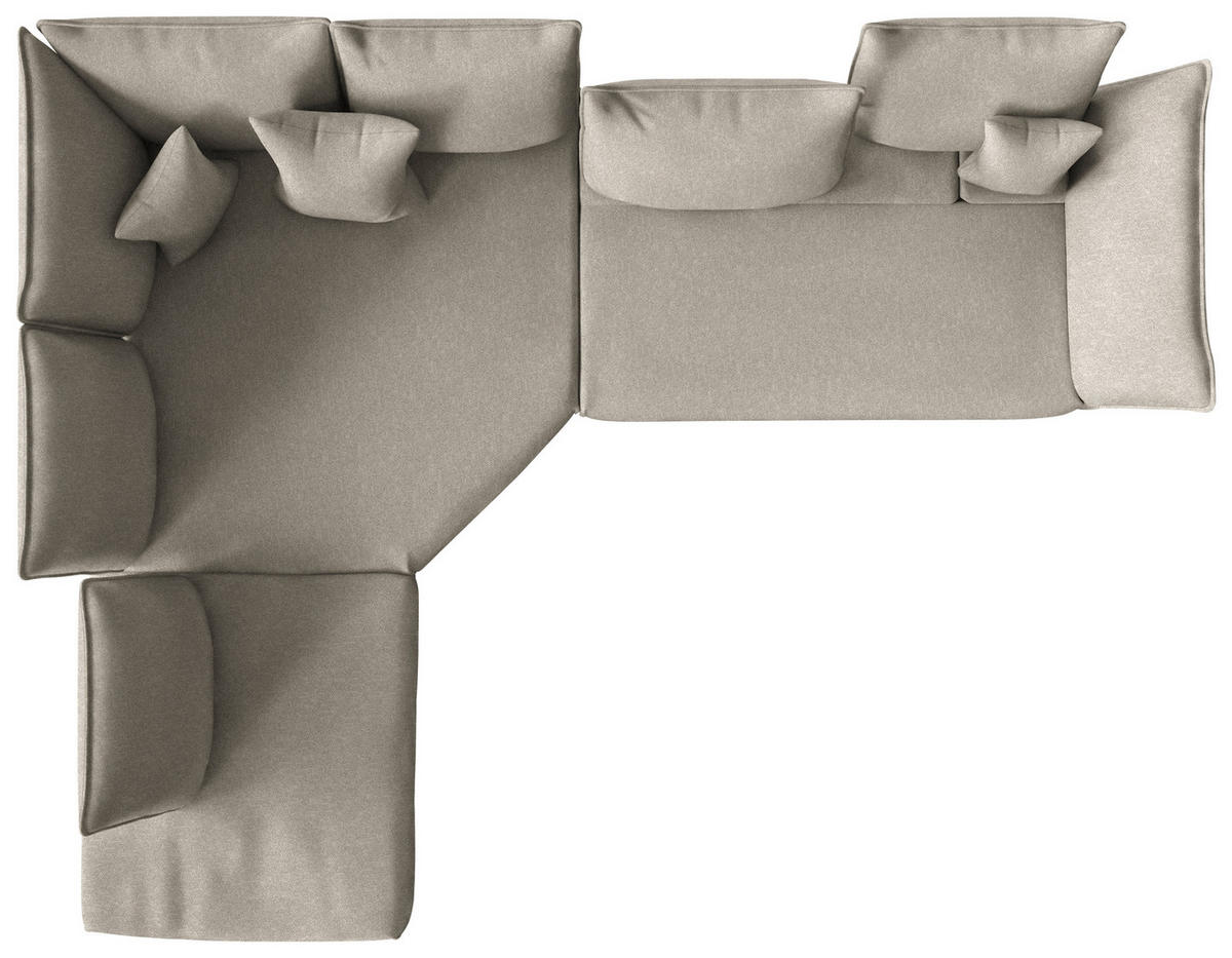 ECKSOFA  in Chenille, Flachgewebe Greige  272/340 cm  - Greige/Schwarz, MODERN, Textil/Metall (272/340cm) - W.Schillig