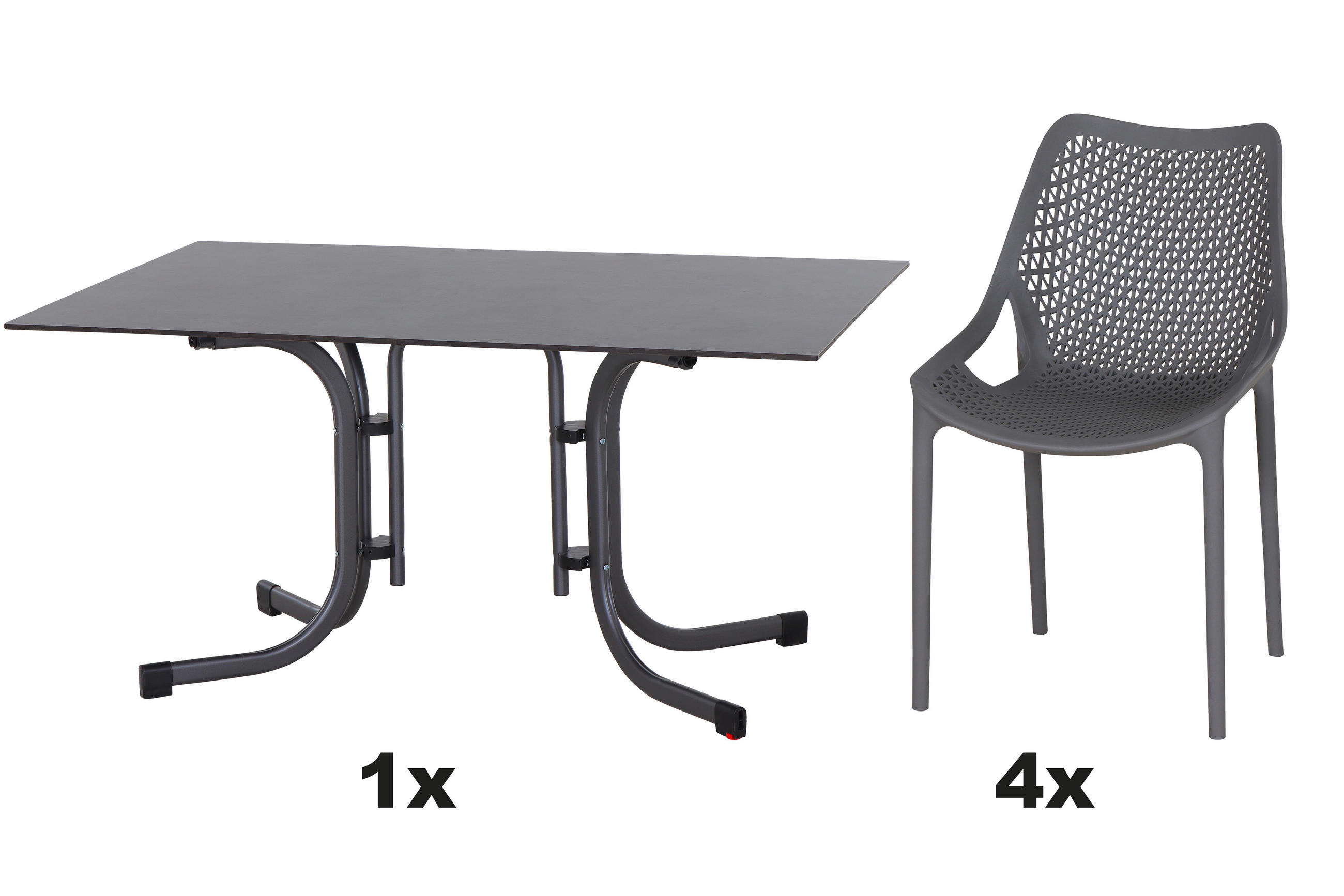 GARTENGARNITUR 5-teilig Stahl  - Anthrazit/Grau, Basics, Kunststoff/Metall (90/81/140cm) - Siena Garden