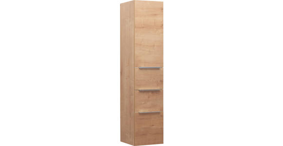 HOCHSCHRANK 35/162,5/37 cm - Eichefarben/Alufarben, KONVENTIONELL, Glas/Holzwerkstoff (35/162,5/37cm) - Novel