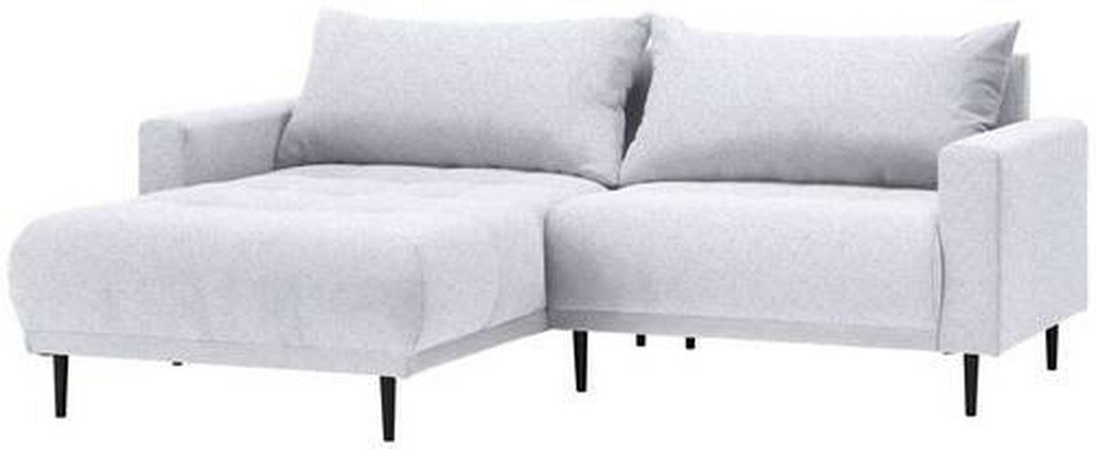 ECKSOFA Hellgrau Flachgewebe  - Hellgrau/Schwarz, Design, Holz/Textil (160/215cm) - Stylife