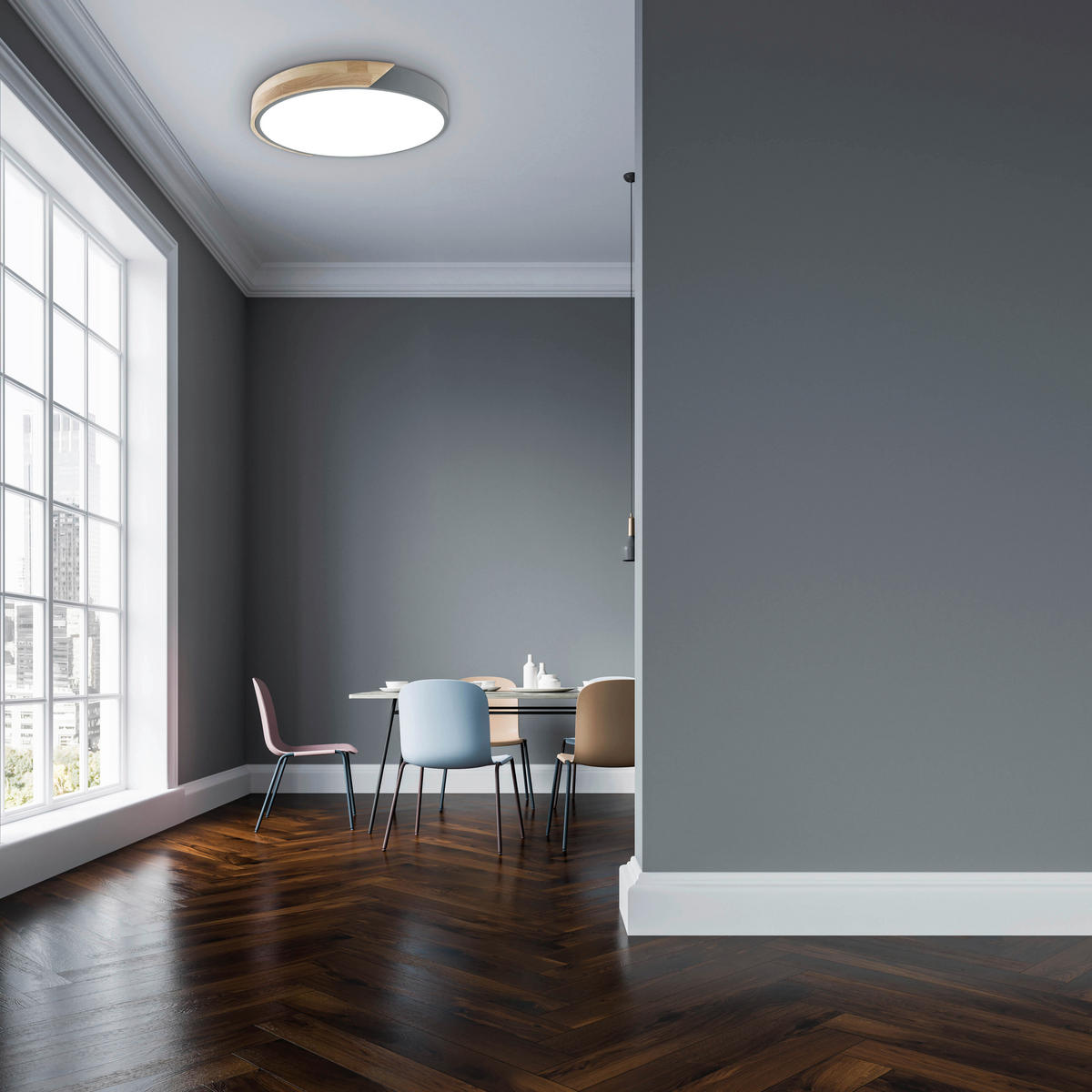 LED-DECKENLEUCHTE 52/5.5 cm   - Eichefarben/Transparent, Natur, Holz/Kunststoff (52/5.5cm) - Näve