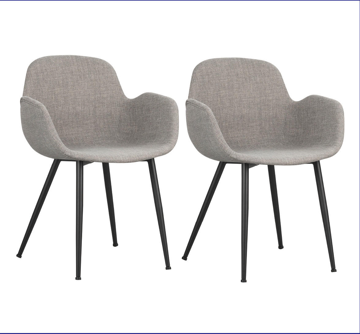 SADA ŽIDLÍ S PODRUČKAMI 2 kusy - šedá/černá, Moderní, kov/textil (57/79,5/54,5cm) - MID.YOU