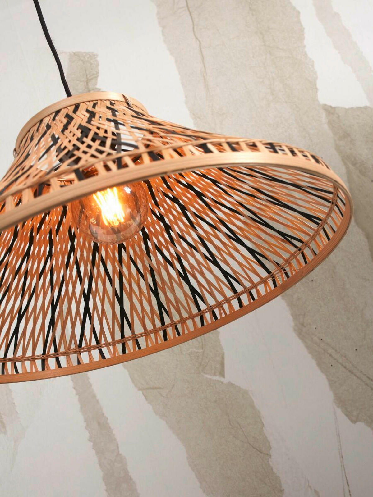 HÄNGELEUCHTE 45/45/20 cm  - Schwarz/Naturfarben, Trend, Holz (45/45/20cm) - Good & Mojo