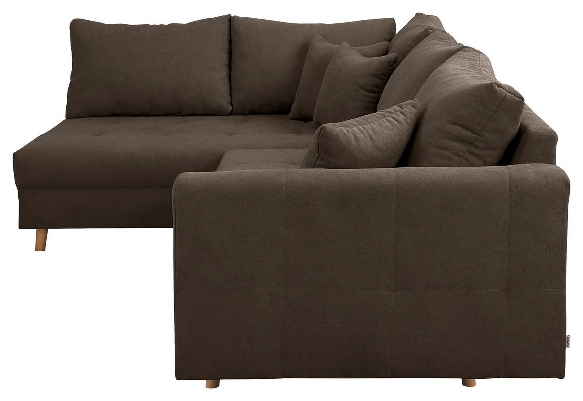 ECKSOFA Ariella in Mikrofaser Braun  161/231 cm  - Naturfarben/Braun, Design, Holz/Textil (161/231cm) - Livetastic