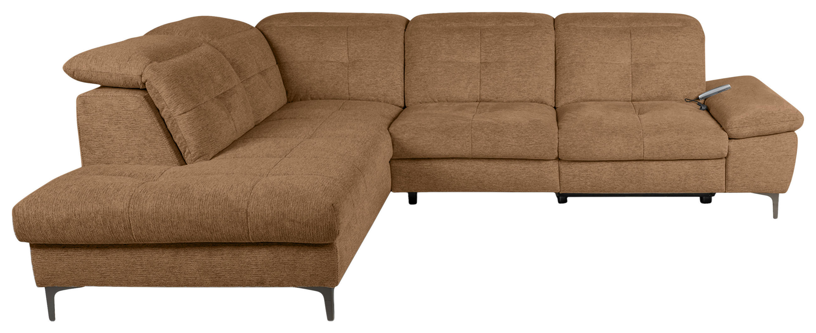 ECKSOFA Terracotta Webstoff  - Terracotta/Schwarz, KONVENTIONELL, Textil/Metall (225/288cm) - Carryhome