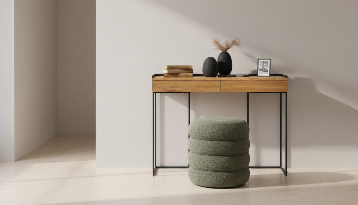 HOCKER Teddystoff Grün  - Schwarz/Grün, Basics, Kunststoff/Textil (42/45/42cm) - Xora