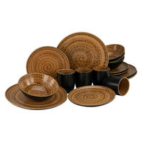 KOMBISERVICE 16-teilig  - Schwarz/Braun, Keramik - Creatable