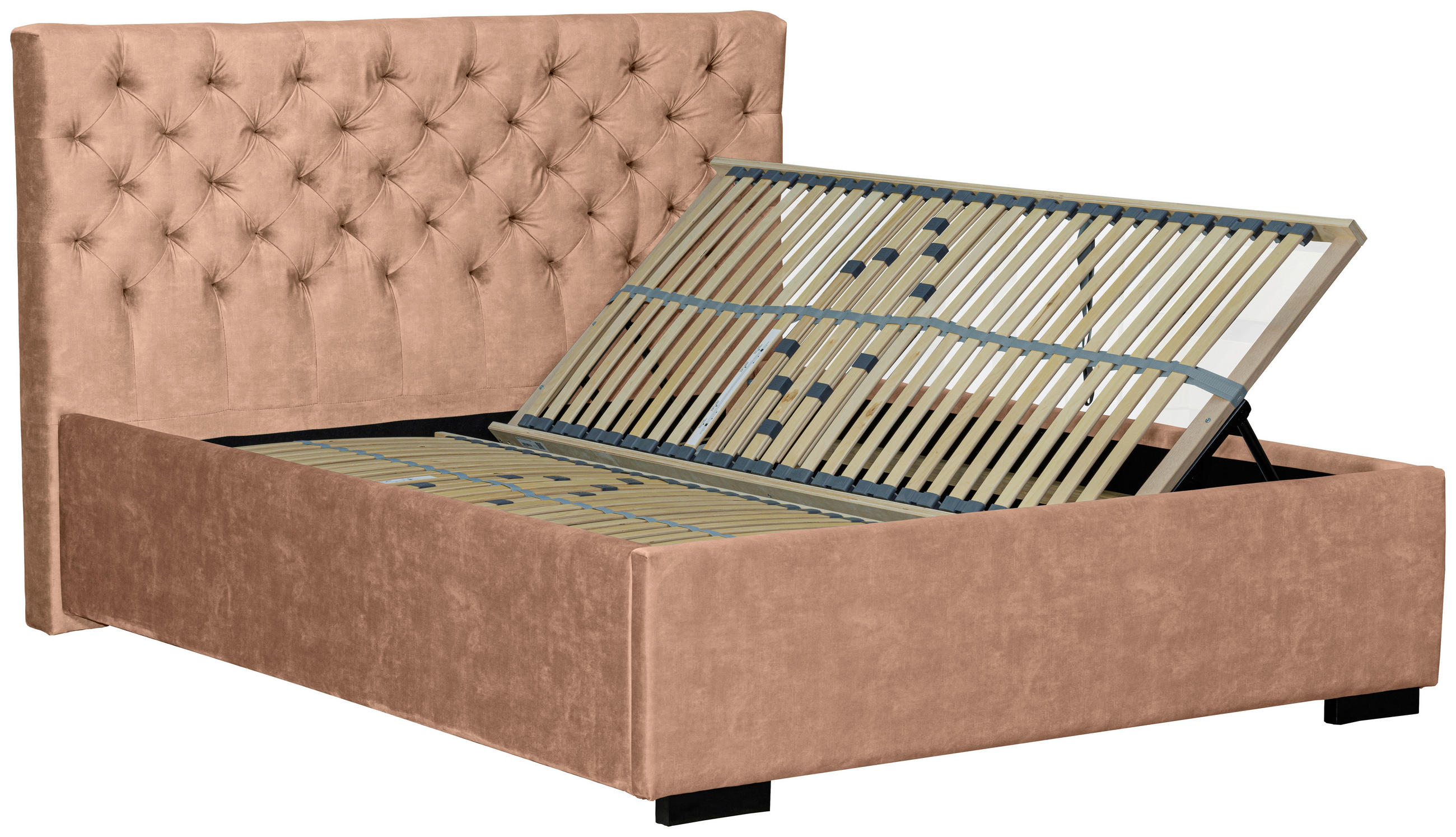 POLSTERBETT gepolstertes Kopfteil, Bettkasten, Lattenroste 180/200 cm  in Beige  - Beige/Schwarz, Design, Holz/Textil (180/200cm) - Boxxx
