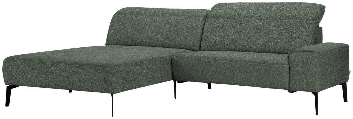 ECKSOFA in Mikrofaser Dunkelgrün  - Dunkelgrün/Schwarz, Design, Textil/Metall (203/266cm) - Johann Jakob