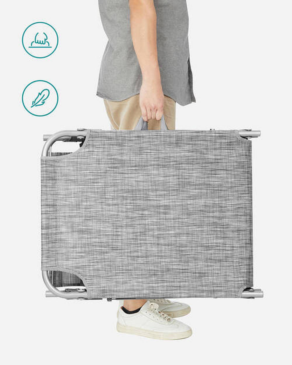 OPALOVACÍ LEHÁTKO kov, textil - šedá/světle šedá, Basics, kov/textil (53/29.5/193cm) - Modante