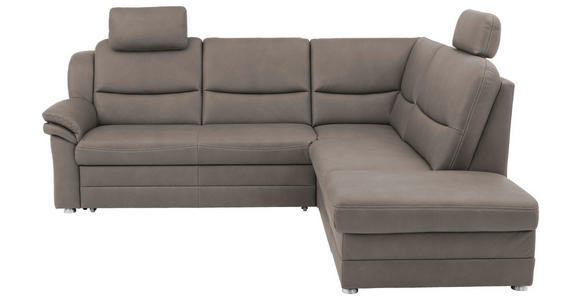 ECKSOFA Grau Mikrofaser - Beige/Alufarben, KONVENTIONELL, Textil/Metall (239/219cm) - Carryhome