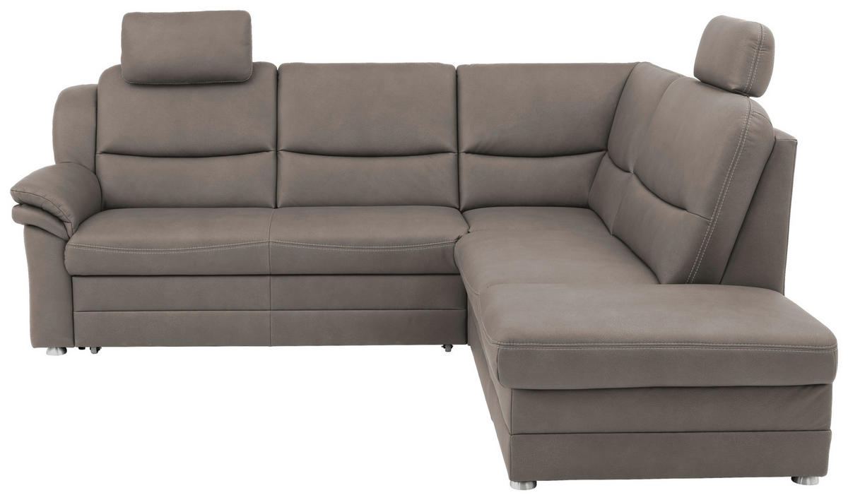 ECKSOFA in Mikrofaser Grau  - Beige/Alufarben, Konventionell, Textil/Metall (239/219cm) - Carryhome