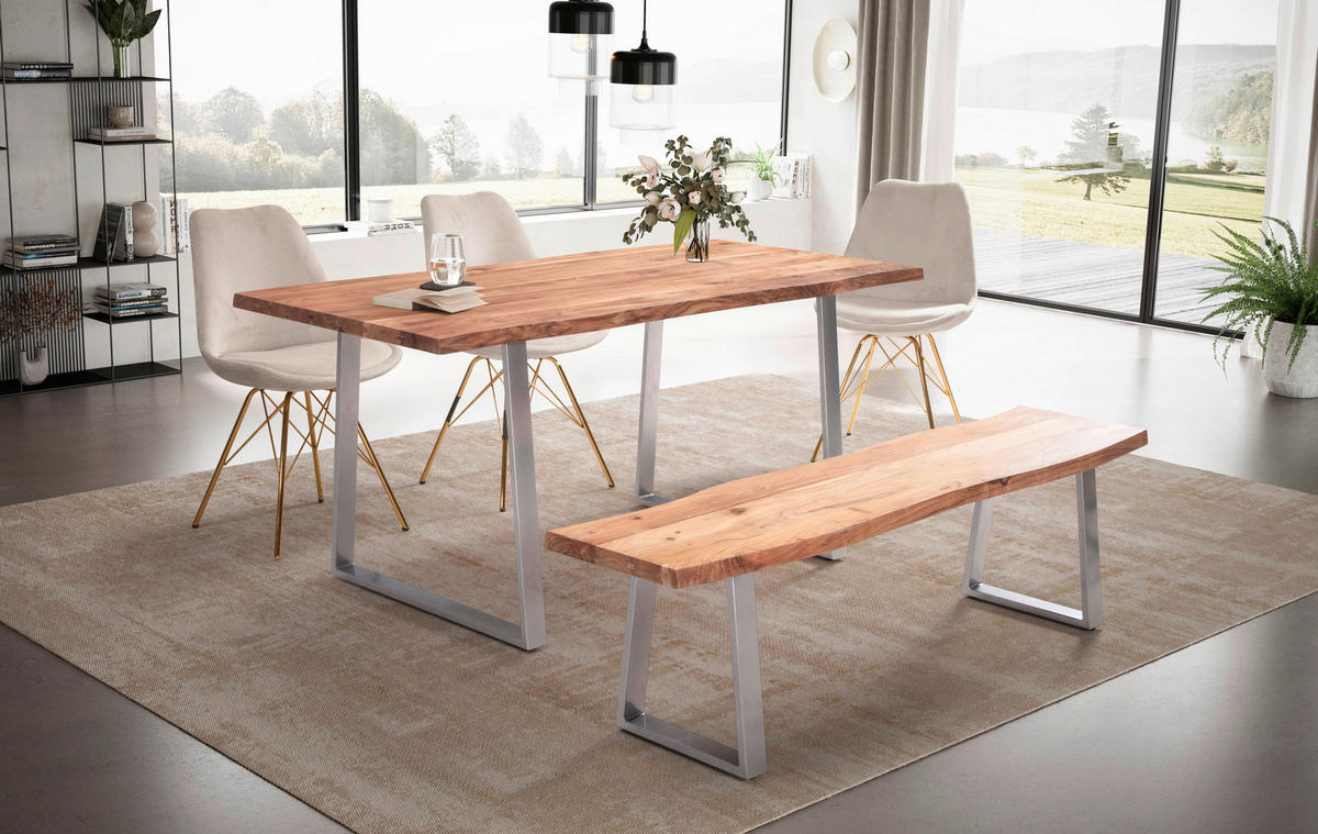 ESSTISCH in Holz 120/60/76 cm  - Chromfarben/Akaziefarben, Modern, Holz/Metall (120/60/76cm) - MID.YOU