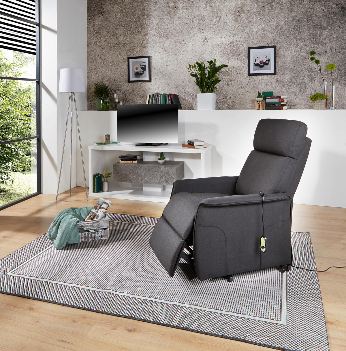 TV FOTELJA metal, tekstil  crna   - siva/crna, Konvencionalno, metal/tekstil (66/80-97/90-159,5cm) - Ti'me