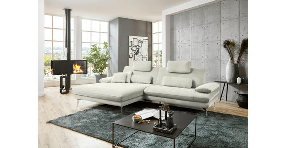 ECKSOFA in Velours Ecru 184/284 cm - Ecru/Schwarz, Design, Textil/Metall (184/284cm) - Dieter Knoll