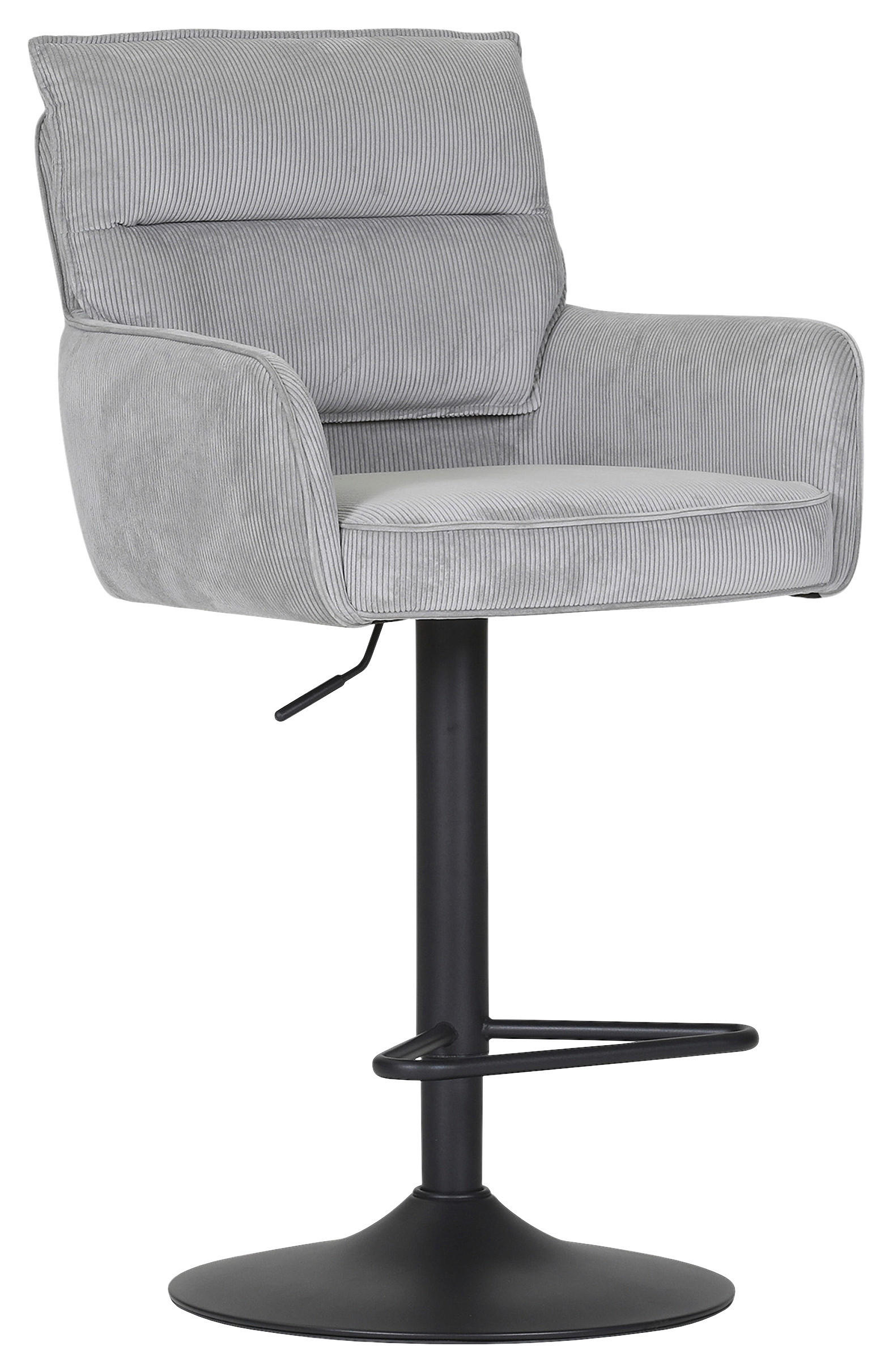 BARHOCKER Cord Hellgrau Stoffauswahl, Sitzfläche 360° drehbar  - Hellgrau/Schwarz, Design, Textil/Metall (54/98-120/58cm) - Novel