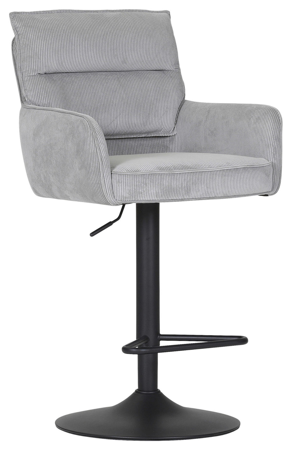 BARHOCKER Cord Hellgrau Stoffauswahl, Sitzfläche 360° drehbar  - Hellgrau/Schwarz, Design, Textil/Metall (54/98-120/58cm) - Novel