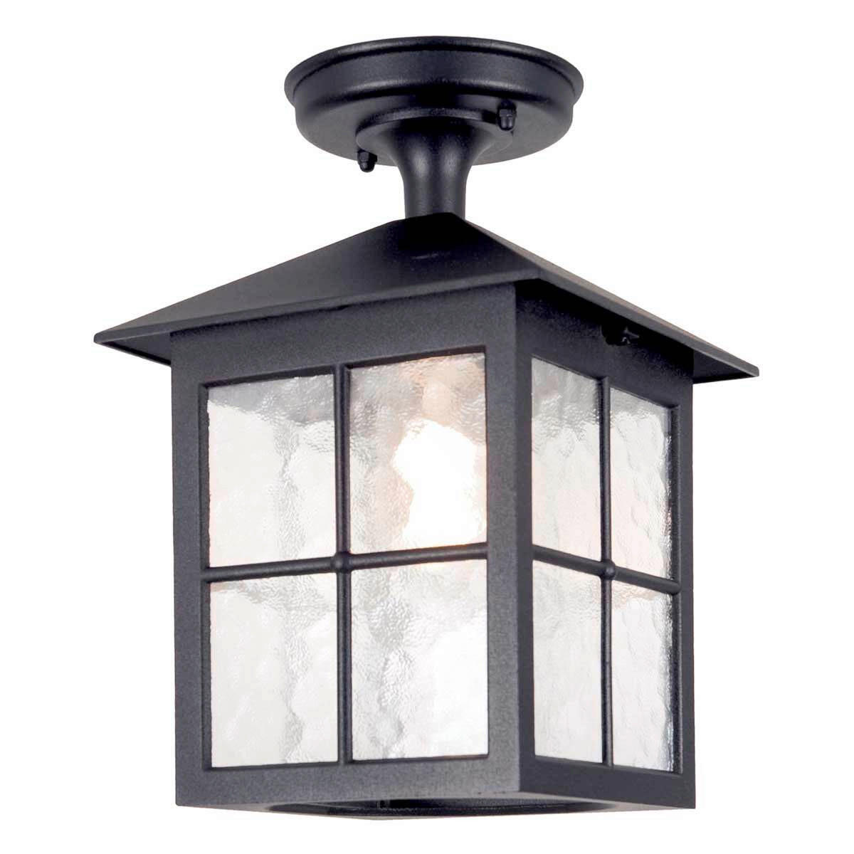 AUßENDECKENLEUCHTE Winchester   - Schwarz, KONVENTIONELL, Glas/Metall (28/18,5/18,5cm) - Elstead Lighting