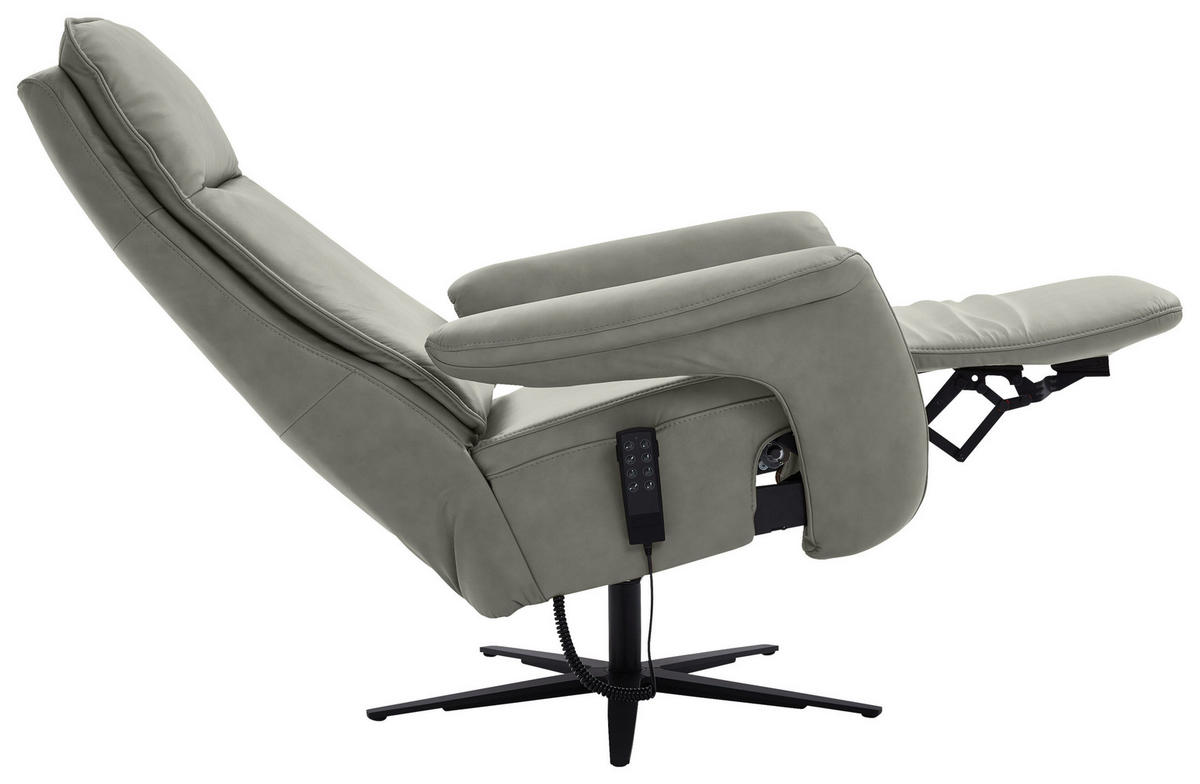 RELAXSESSEL in Leder Grau  - Schwarz/Grau, Design, Leder/Metall (83/123/87cm) - Valdera