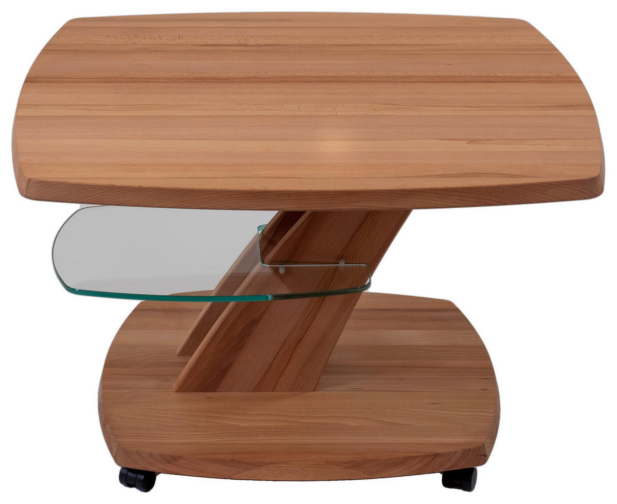 BEISTELLTISCH in Holz, Glas 70/70/47-64 cm  - Kernbuche, Modern, Glas/Holz (70/70/47-64cm) - Venda