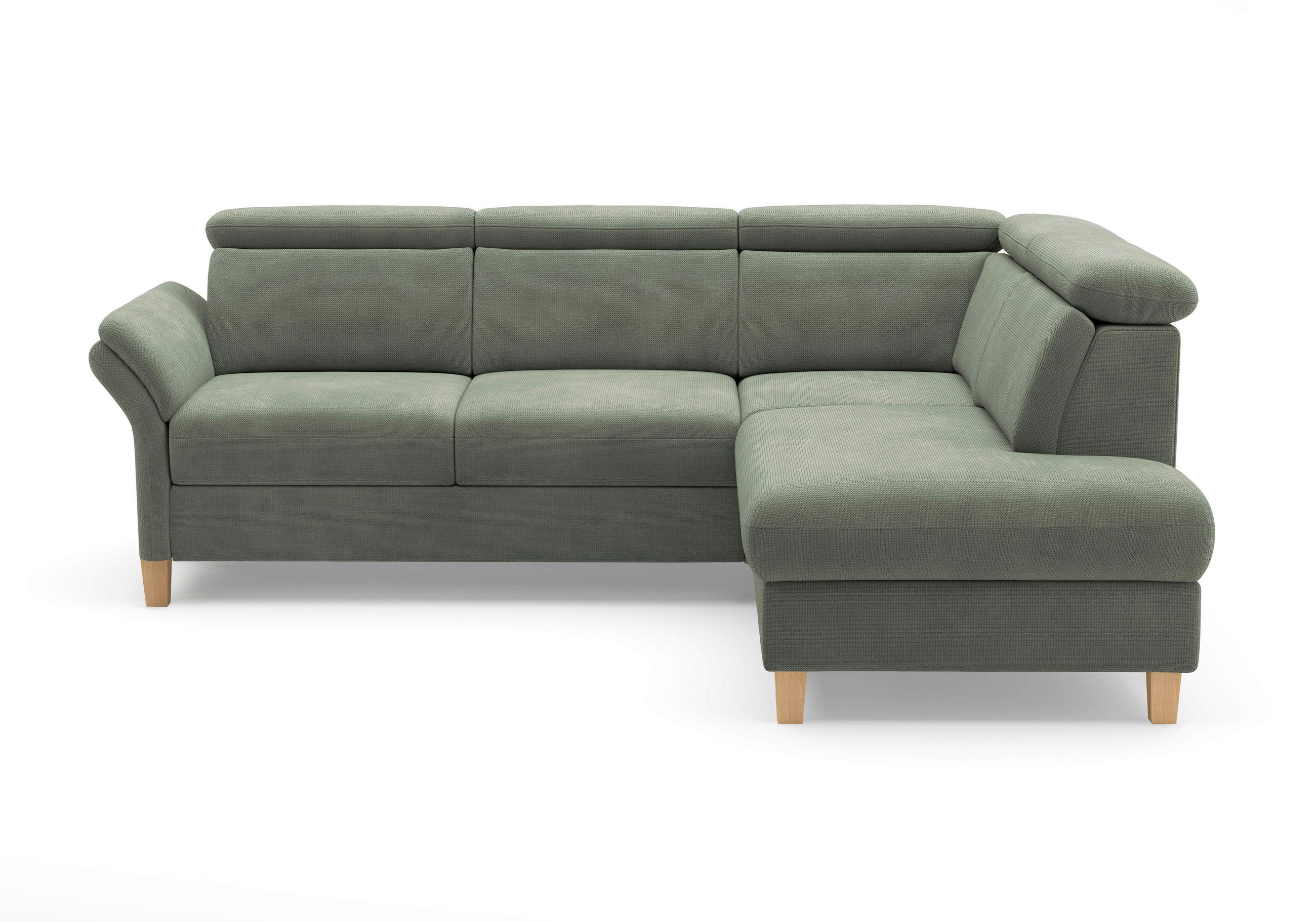 ECKSOFA GLENDALE E Dunkelgrün Flachgewebe  - Dunkelgrün/Eichefarben, KONVENTIONELL, Holz/Textil (247/193cm) - Sit & More