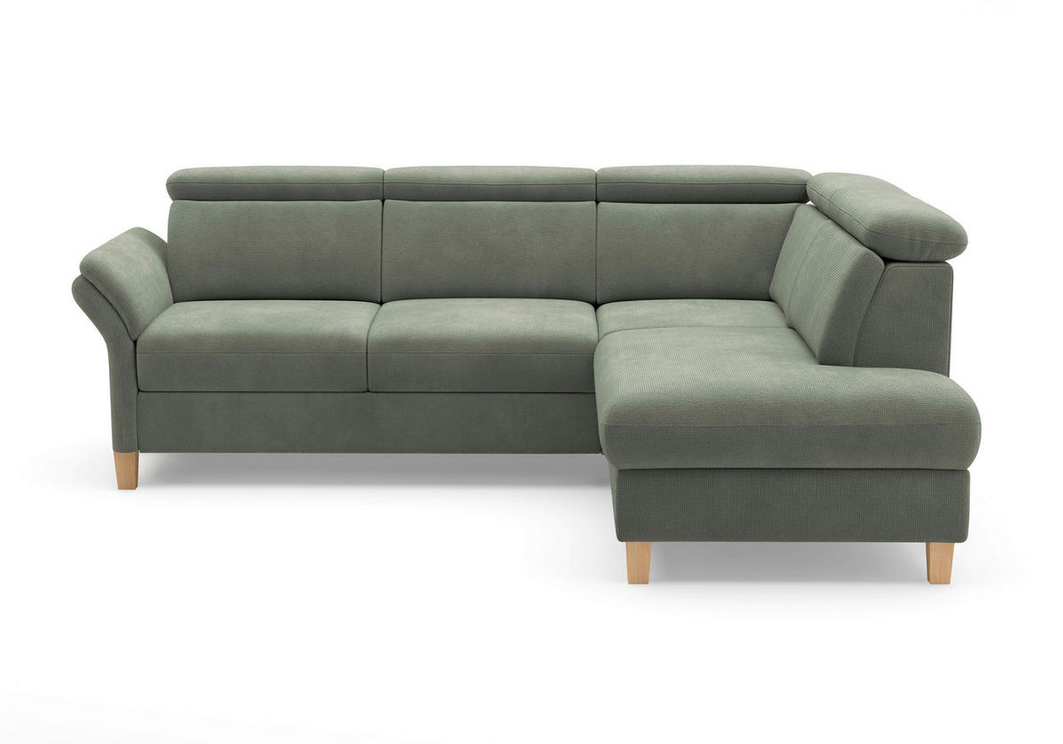 ECKSOFA GLENDALE E Dunkelgrün Flachgewebe  - Dunkelgrün/Eichefarben, KONVENTIONELL, Holz/Textil (247/193cm) - Sit & More
