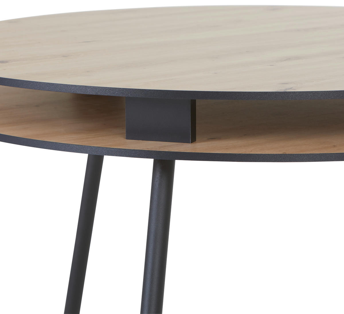 ESSTISCH 90/90/77 cm Schwarz, Wildeiche rund  - Wildeiche/Schwarz, Basics, Metall (90/90/77cm) - P & B