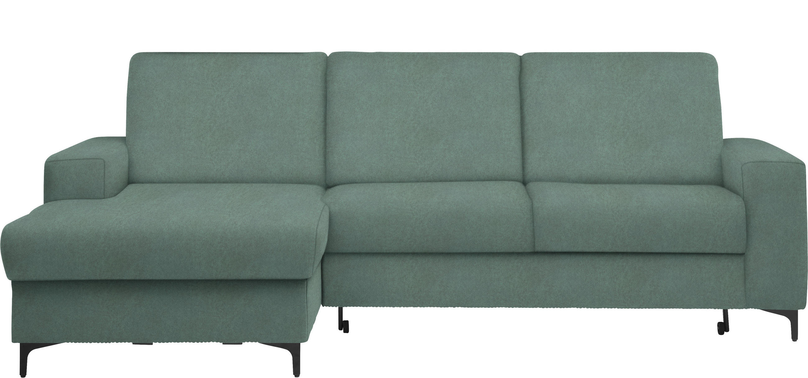 ECKSOFA Mintgrün Velours  - Schwarz/Mintgrün, KONVENTIONELL, Textil/Metall (167/247cm) - Stylife
