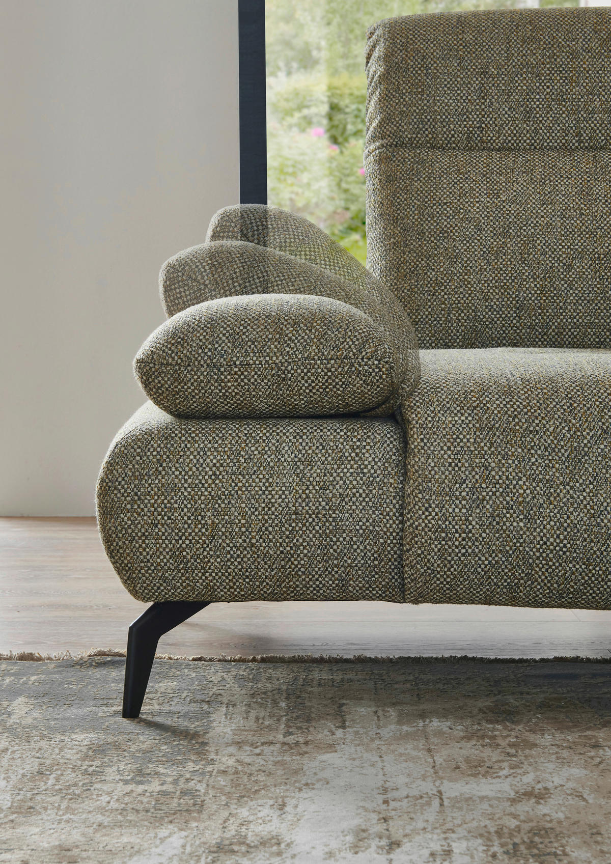 ECKSOFA in Webstoff Creme, Graubraun  - Graubraun/Creme, Design, Textil/Metall (223/290cm) - Moderano