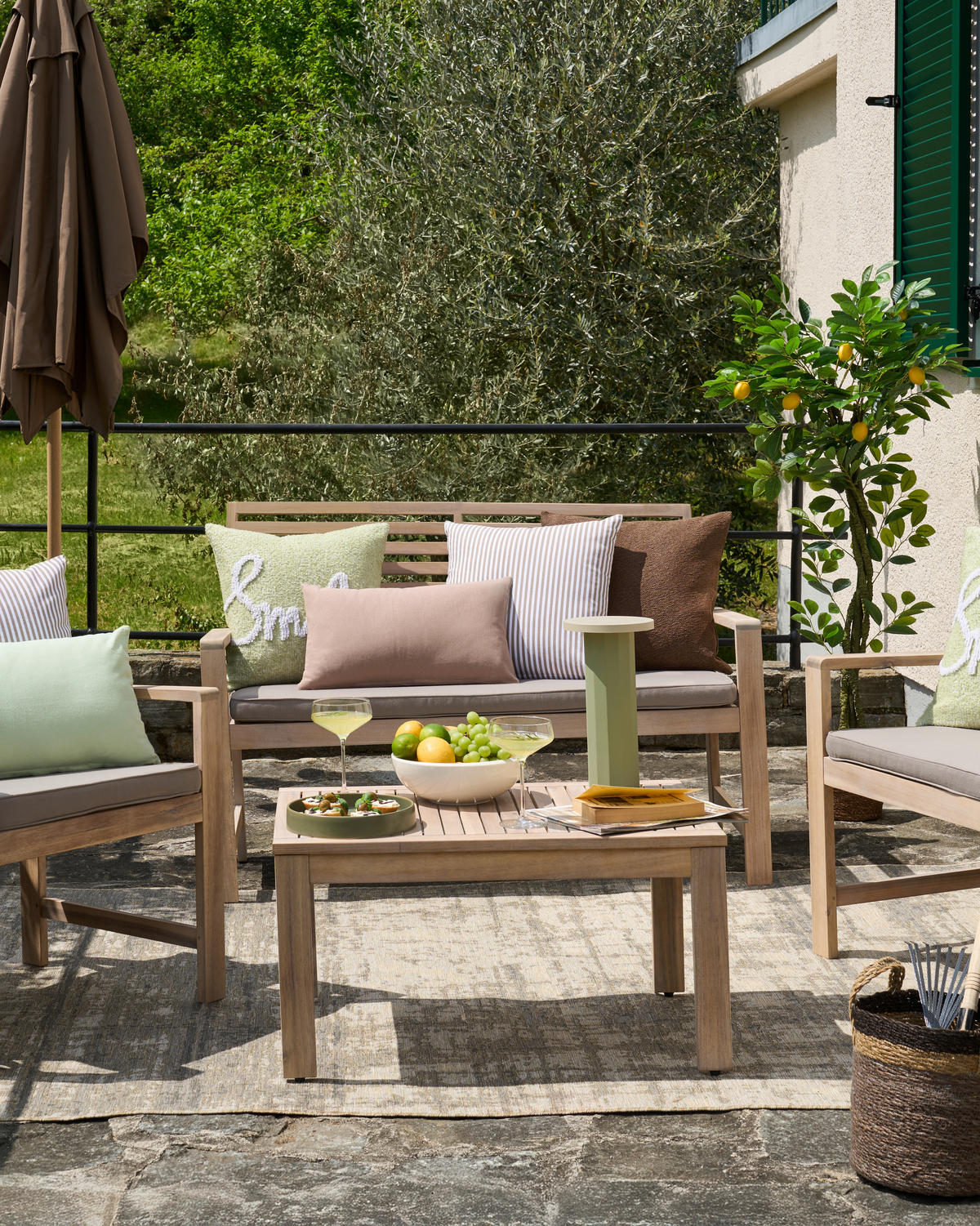 GARTENSET  - Akaziefarben, Natur, Holz/Textil (73/50/40cm) - Ambia Garden