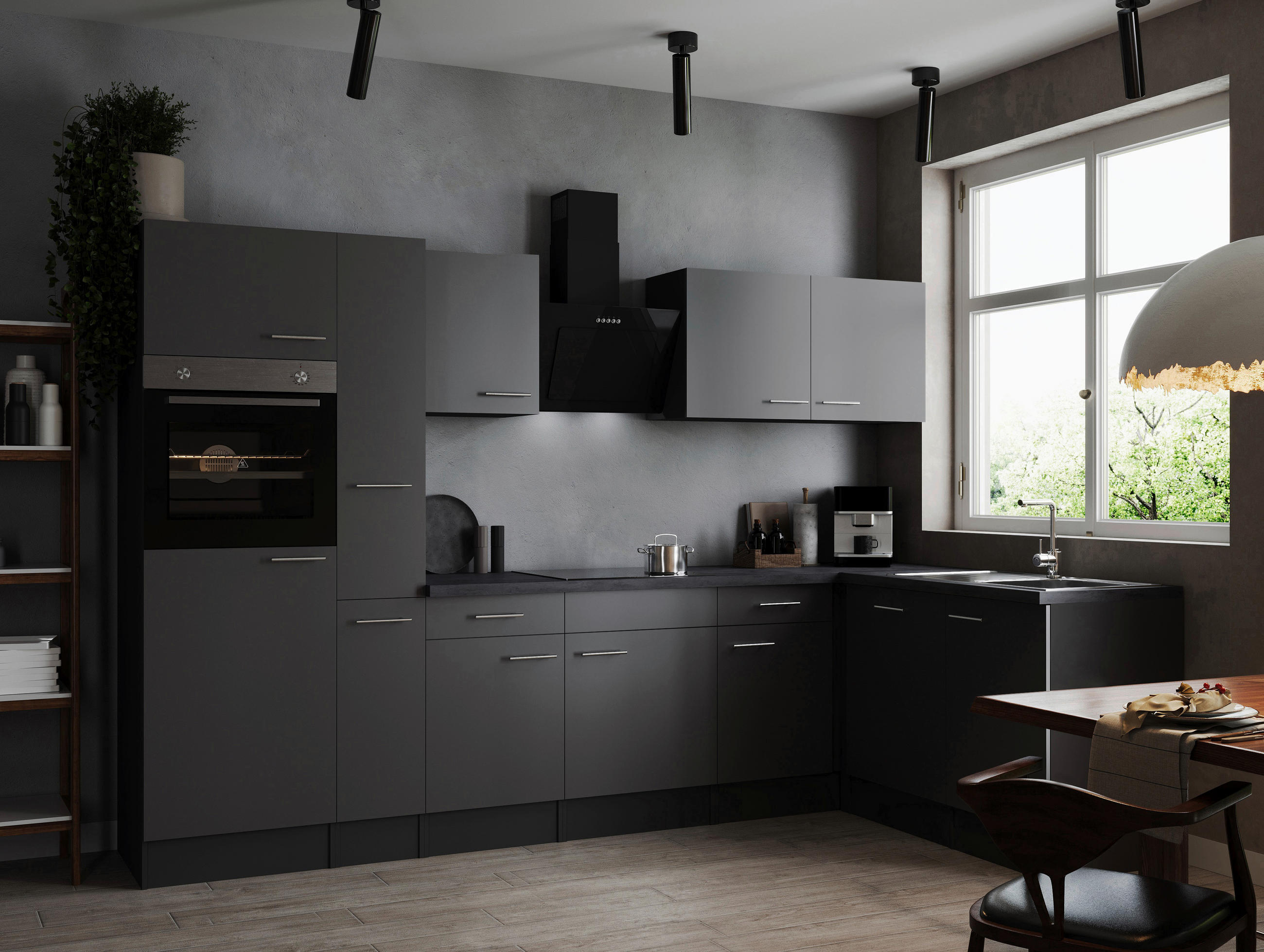 HÖRNKÖK 310/172 cm i grå - silver/grå, Design, metall/trämaterial (310/172cm) - Respekta