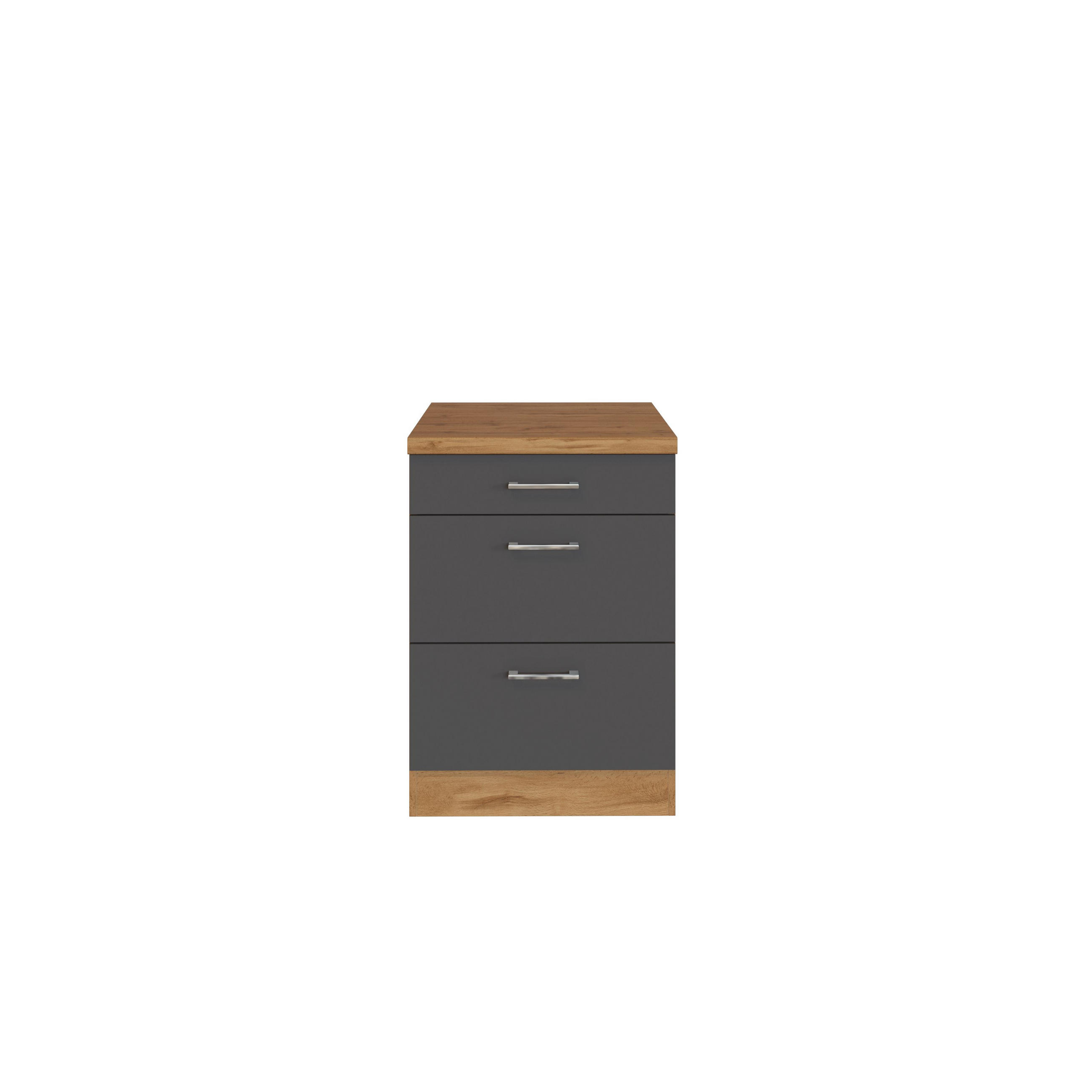 KÜCHENUNTERSCHRANK 50/85/60 cm  in Anthrazit, Eiche Wotan  - Chromfarben/Anthrazit, MODERN, Holzwerkstoff/Metall (50/85/60cm) - Held